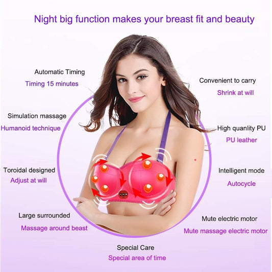 Heated Breast Massager Bra, Wireless Electric Bust Massager, Heating & Vibrating Bust Enhancement with 3 Levels