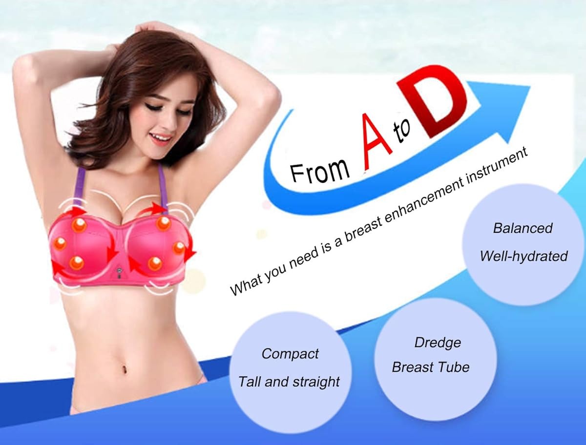 Heated Breast Massager Bra, Wireless Electric Bust Massager, Heating & Vibrating Bust Enhancement with 3 Levels
