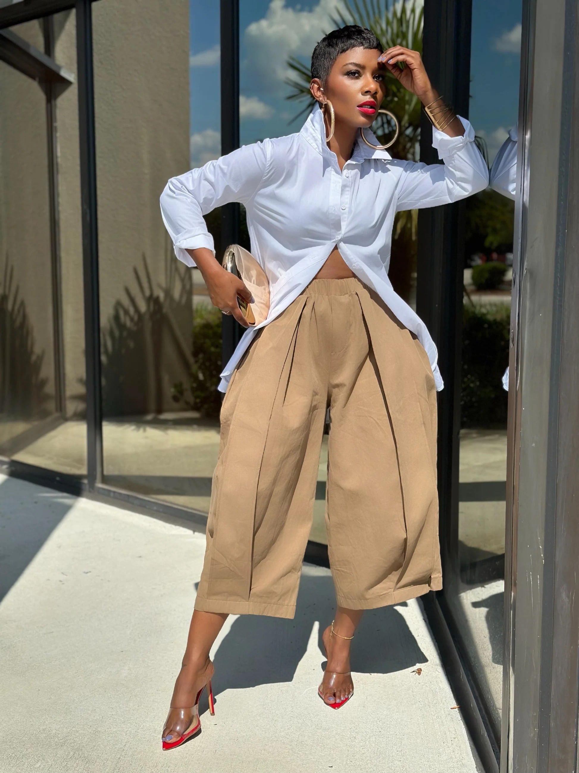 Stylish Casual Solid Color Loose Pocket Slim Fit Wide-Leg Pants - MATCHING MASTER