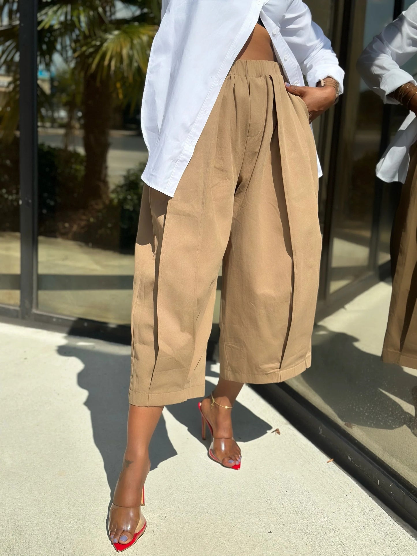 Stylish Casual Solid Color Loose Pocket Slim Fit Wide-Leg Pants - MATCHING MASTER