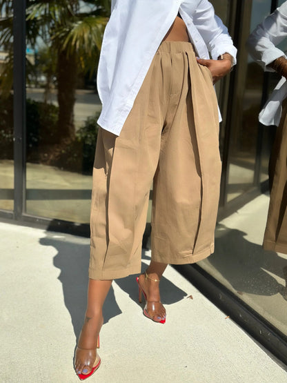 Stylish Casual Solid Color Loose Pocket Slim Fit Wide-Leg Pants - MATCHING MASTER