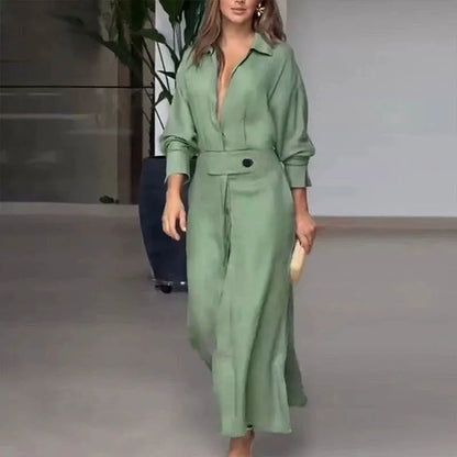 Cotton And Linen Solid Color Maxi Dress