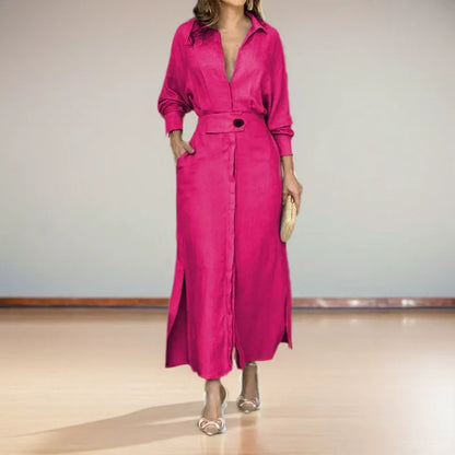 Cotton And Linen Solid Color Maxi Dress