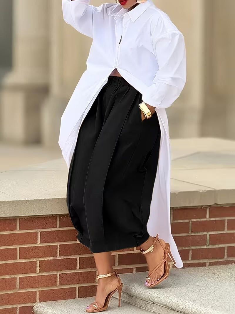 Stylish Casual Solid Color Loose Pocket Slim Fit Wide-Leg Pants - MATCHING MASTER