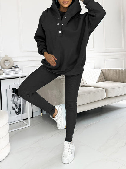 Women Plus Size Hooded Casual and Comfortable Sweatshirt Two-piece Suit