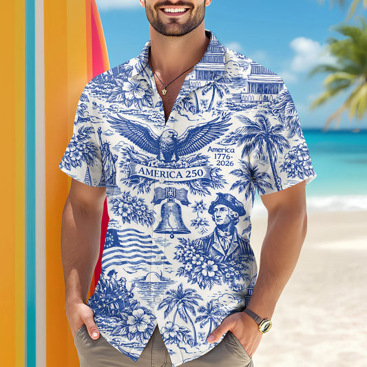 America 250th Anniversary Patriotic Hawaii Shirt - BundleWear
