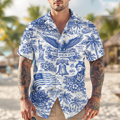 America 250th Anniversary Patriotic Hawaii Shirt - BundleWear
