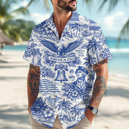 America 250th Anniversary Patriotic Hawaii Shirt - BundleWear