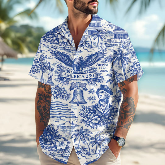 America 250th Anniversary Patriotic Hawaii Shirt - BundleWear