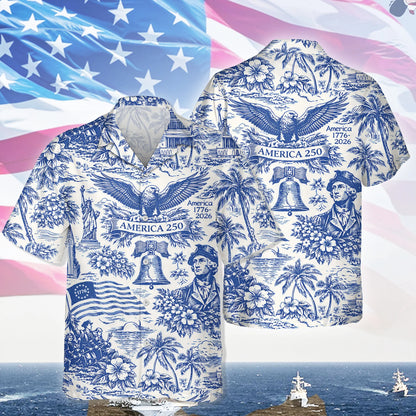 America 250th Anniversary Patriotic Hawaii Shirt - BundleWear