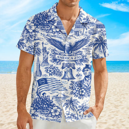 America 250th Anniversary Patriotic Hawaii Shirt - BundleWear