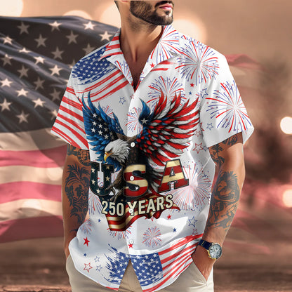 Patriotic Bald Eagle USA 250 Years Hawaii Shirt - BundleWear