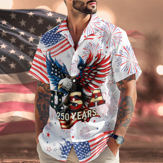 Patriotic Bald Eagle USA 250 Years Hawaii Shirt - BundleWear