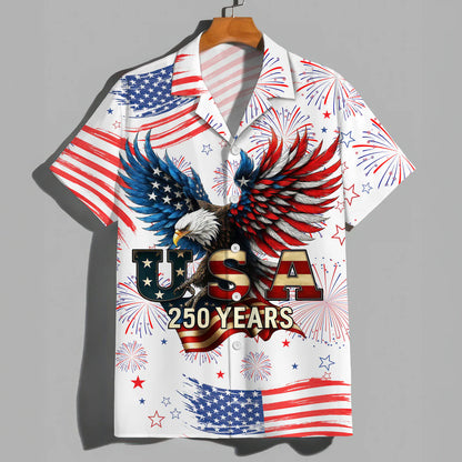 Patriotic Bald Eagle USA 250 Years Hawaii Shirt - BundleWear