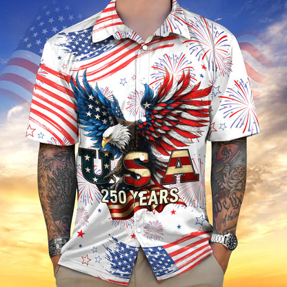 Patriotic Bald Eagle USA 250 Years Hawaii Shirt - BundleWear