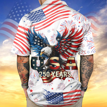 Patriotic Bald Eagle USA 250 Years Hawaii Shirt - BundleWear