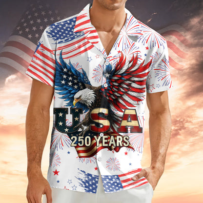 Patriotic Bald Eagle USA 250 Years Hawaii Shirt - BundleWear