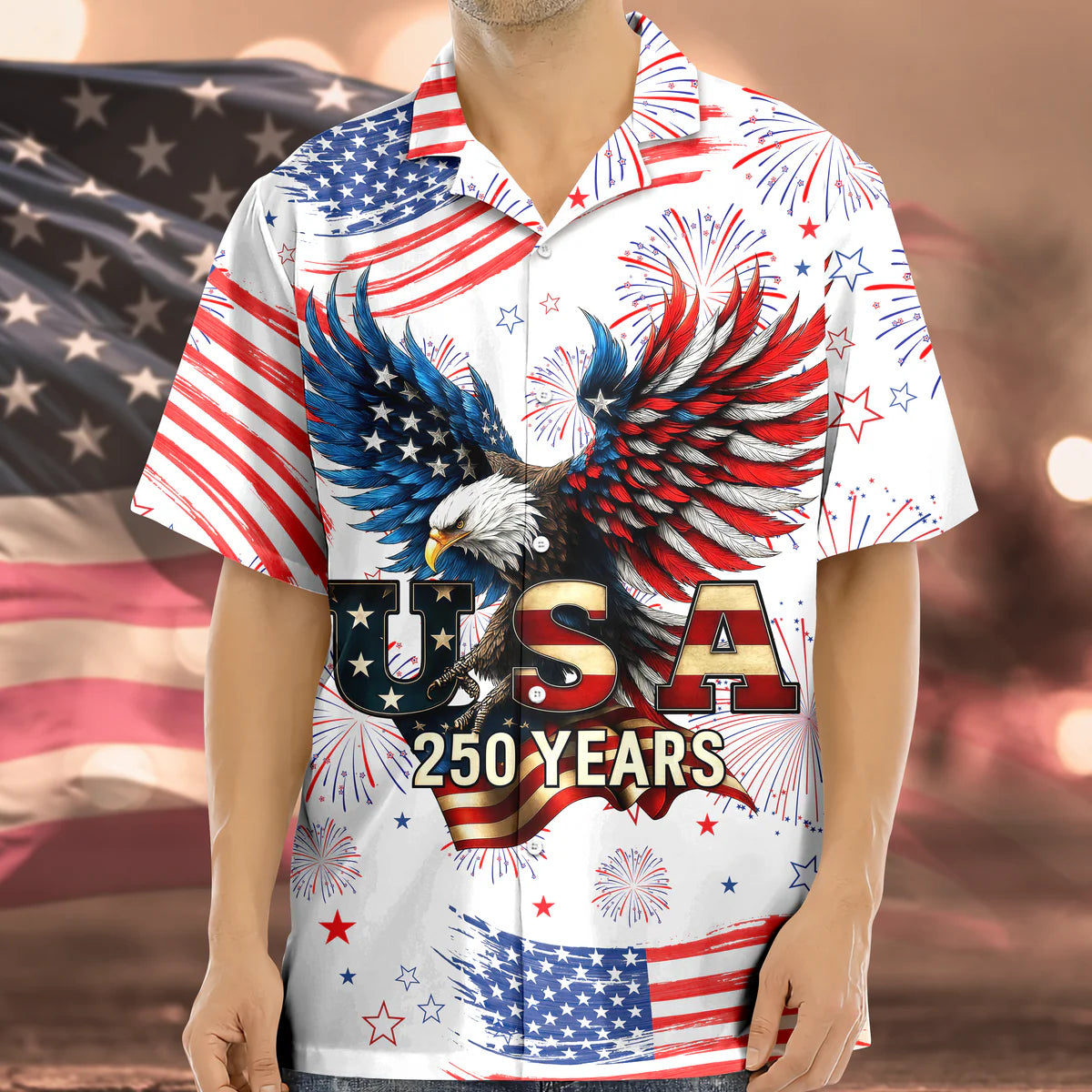 Patriotic Bald Eagle USA 250 Years Hawaii Shirt - BundleWear