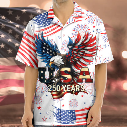 Patriotic Bald Eagle USA 250 Years Hawaii Shirt - BundleWear