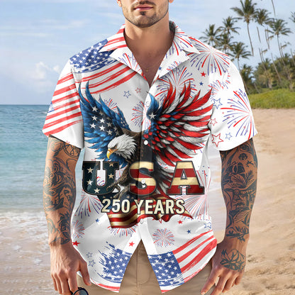 Patriotic Bald Eagle USA 250 Years Hawaii Shirt - BundleWear