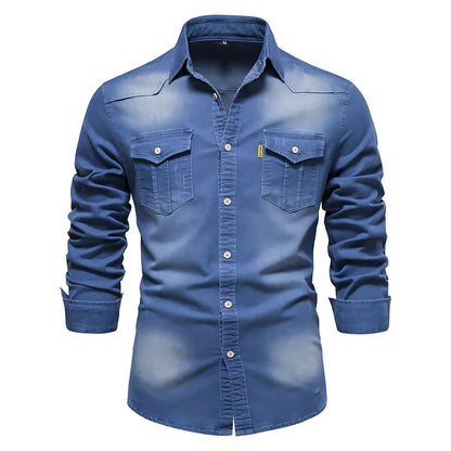 AdaptiveFit Cotton Denim Shirt: Men's Fit - MATCHING MASTER