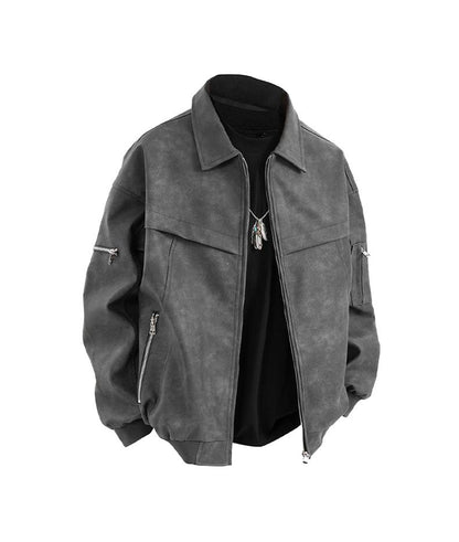 [Branded stock clearance] Autumn and winter cotton retro leather flight jacket for men - MATCHING MASTER