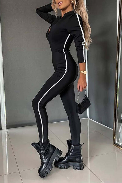 Women's Athletic Slim Side Web Half-Zip Jumpsuit - MATCHING MASTER