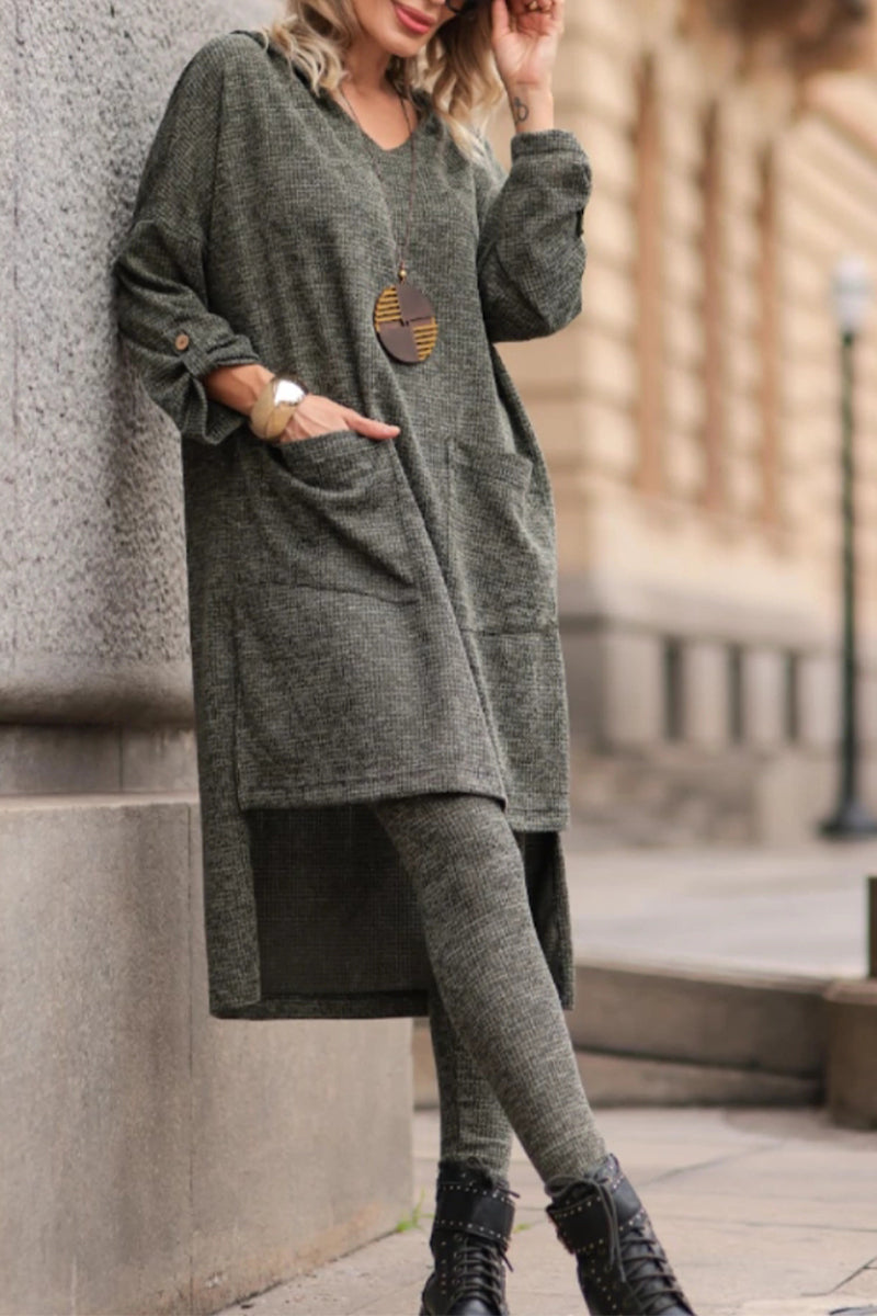Women Round Neck Irregular Long Top+ Pants Casual Suit - MATCHING MASTER