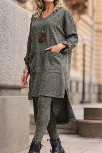 Women Round Neck Irregular Long Top+ Pants Casual Suit - MATCHING MASTER