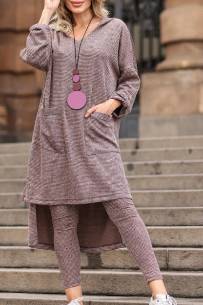 Women Round Neck Irregular Long Top+ Pants Casual Suit - MATCHING MASTER