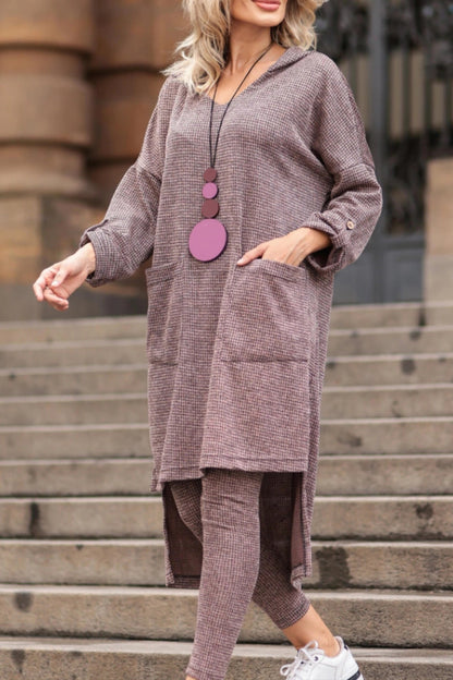 Women Round Neck Irregular Long Top+ Pants Casual Suit - MATCHING MASTER