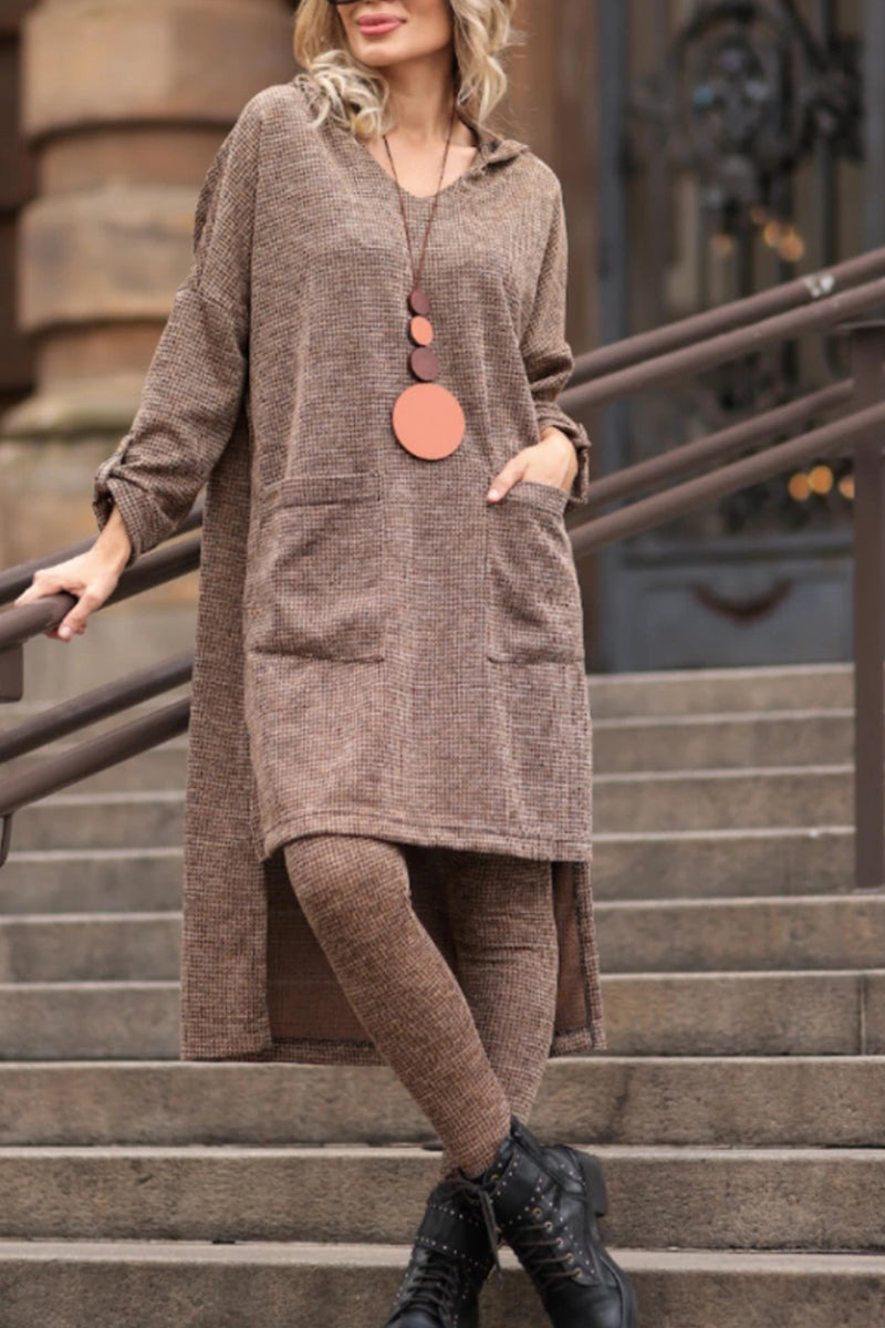 Women Round Neck Irregular Long Top+ Pants Casual Suit - MATCHING MASTER