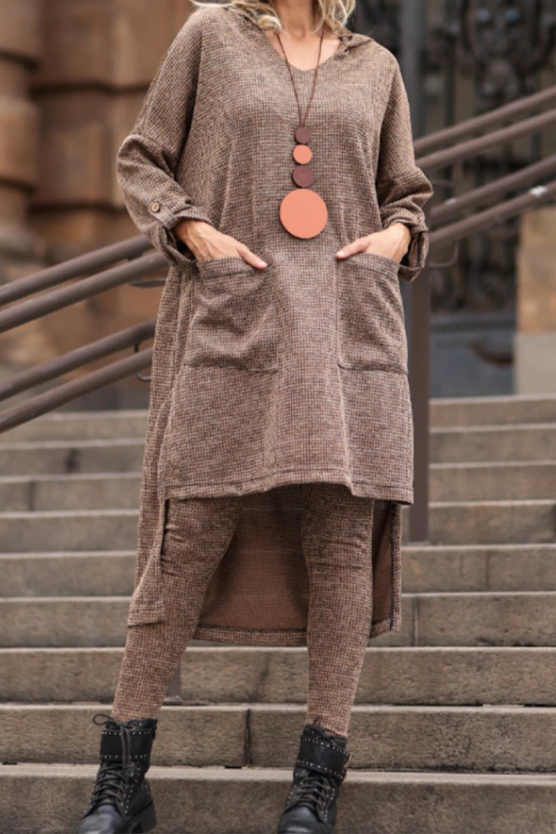 Women Round Neck Irregular Long Top+ Pants Casual Suit - MATCHING MASTER