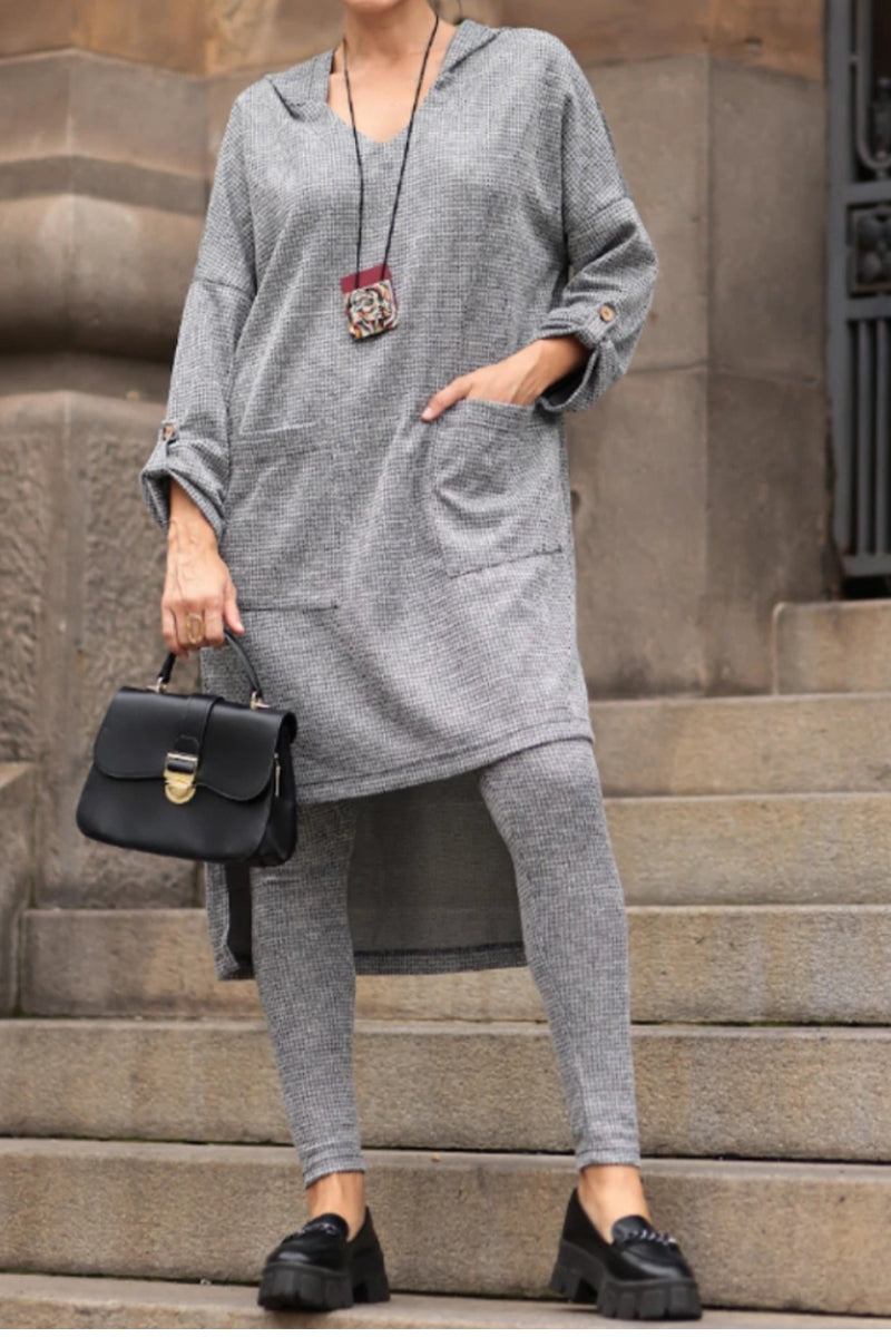 Women Round Neck Irregular Long Top+ Pants Casual Suit - MATCHING MASTER
