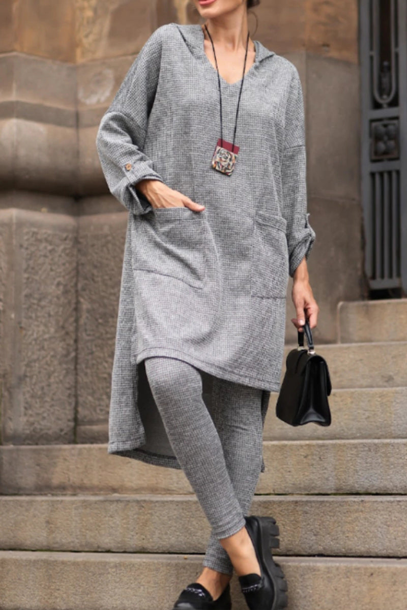 Women Round Neck Irregular Long Top+ Pants Casual Suit - MATCHING MASTER