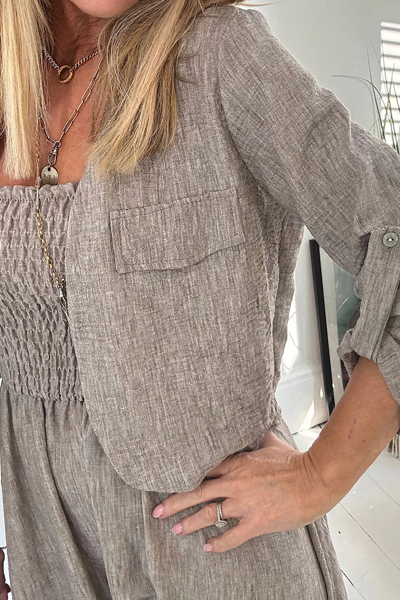Women's Cotton and Linen Suspender Cardigan Casual Suit - MATCHING MASTER