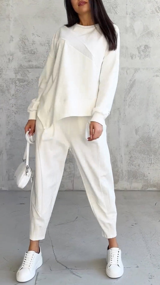 Casual Round Neck Long Sleeve Two Piece Suit - MATCHING MASTER
