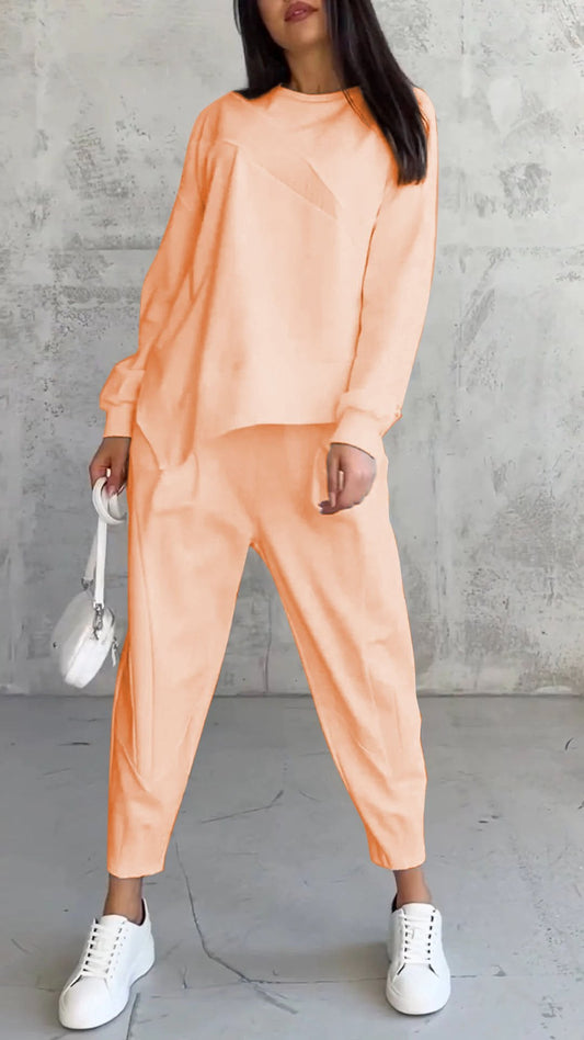 Casual Round Neck Long Sleeve Two Piece Suit - MATCHING MASTER