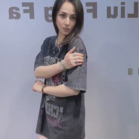 Women's Tie-Dye Rhinestone Crew Neck T-Shirt