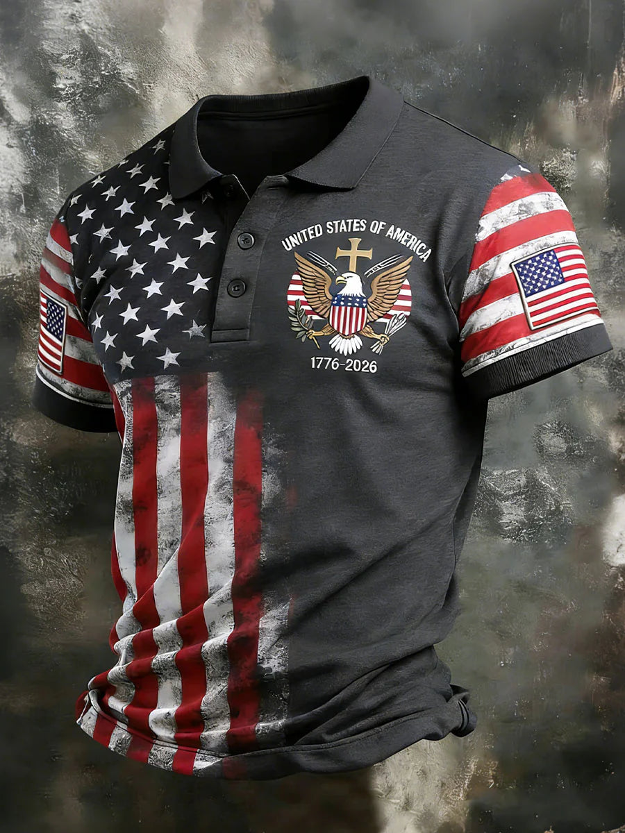 USA 250th Men's short-sleeved polo shirt ZM7014 - BundleWear