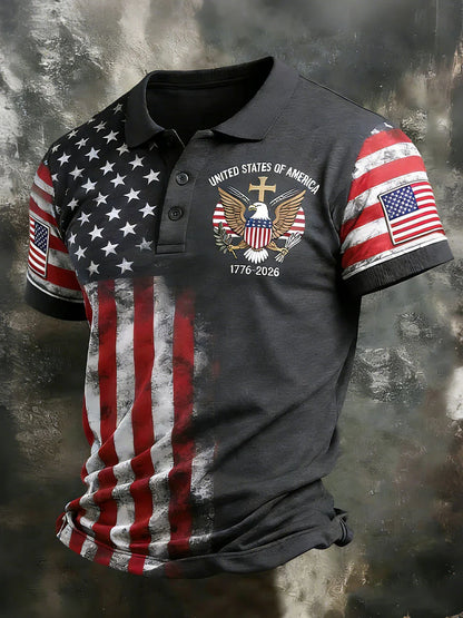 USA 250th Men's short-sleeved polo shirt ZM7014 - BundleWear